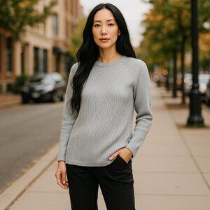 RICHARDS & JONES Gray Ribbed Long Sleeved Top Ladies LARGE